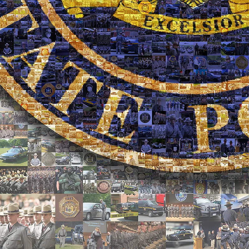 Emblème de la New York State Police composé des propres photos de ce corps de police